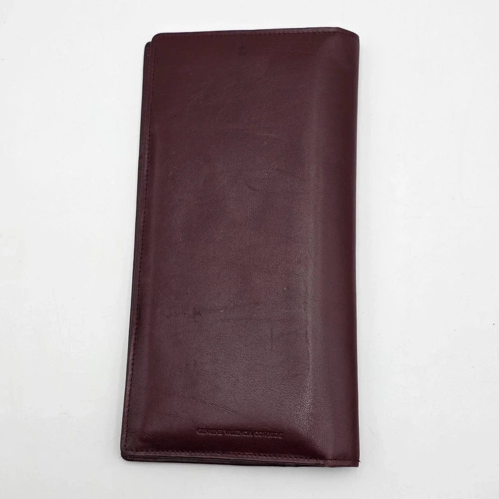 Vintage MANHATTAN LIMITED Leather Bifold Wallet Passport Travel Classic Burgundy
